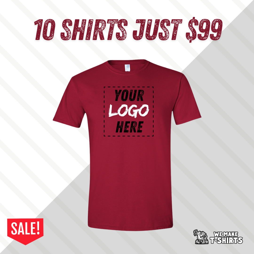 10 custom printed t shirts for $99
