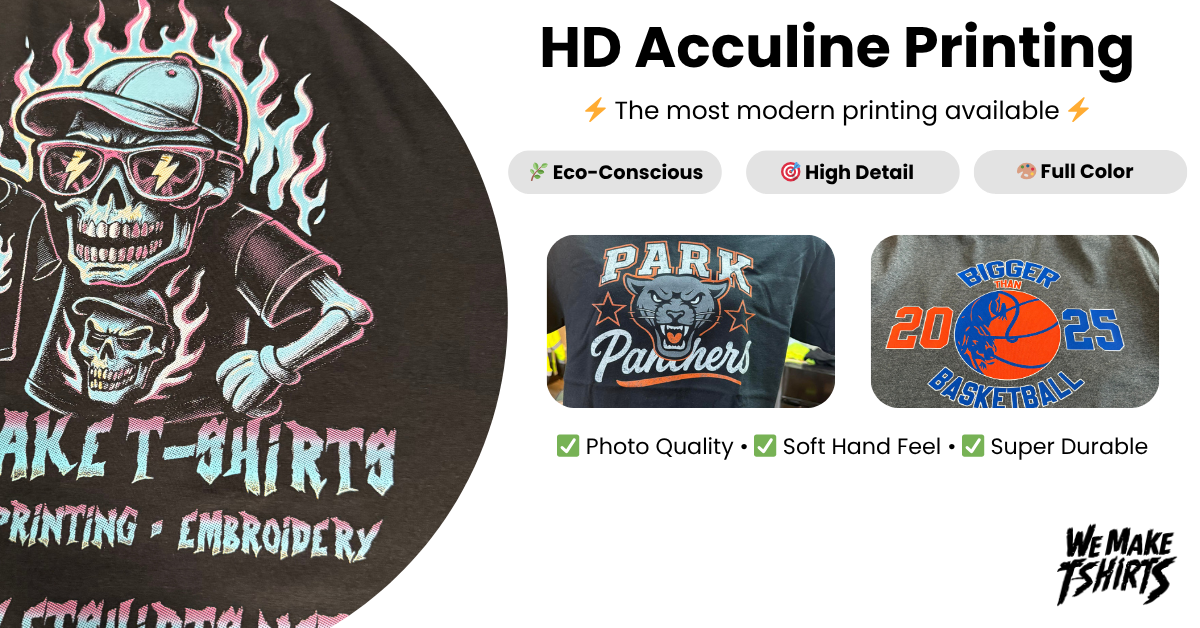 Digital printing at We Make T-Shirts. Custom t shirt printing and embroidery. Racine, Kenosha, Milwaukee Wisconsin