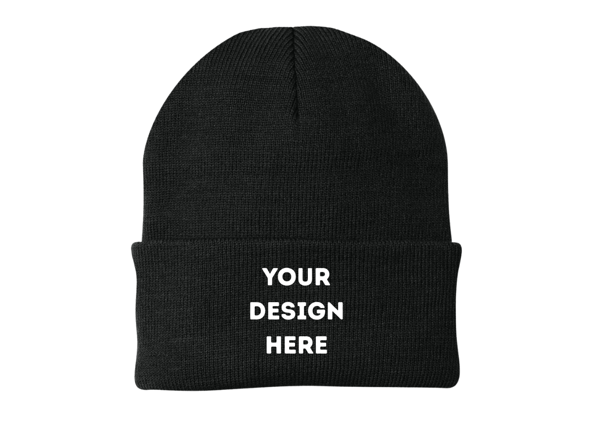 custom embroidered winter hats - order online - racine, kenosha, milwaukee wisconsin - we make t-shirts - screen printing and embroidery