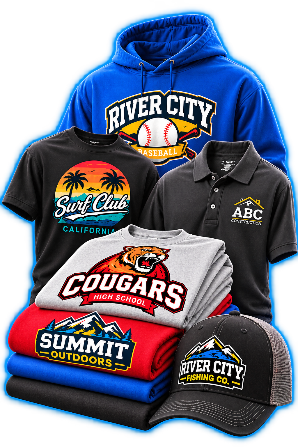 Custom printed T-shirts, hoodies, polos and hats