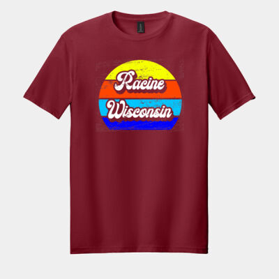 Racine Wisconsin Retro Sun - Racine Merch Softstyle ® T Shirt Thumbnail