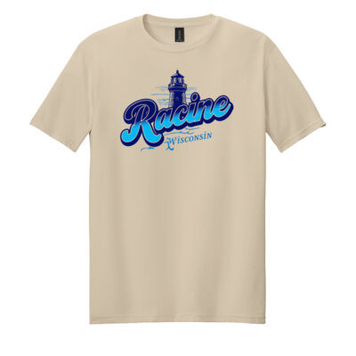 Racine Wisconsin Blue Lighthouse - Racine Merch Softstyle ® T Shirt Thumbnail